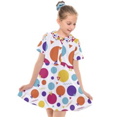 Background Background Polka Dot Kids  Short Sleeve Shirt Dress by Wegoenart