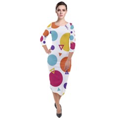 Background Background Polka Dot Quarter Sleeve Midi Velour Bodycon Dress