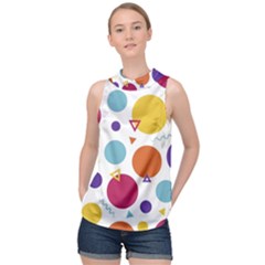 Background Background Polka Dot High Neck Satin Top