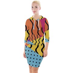 Background Abstract Memphis Quarter Sleeve Hood Bodycon Dress