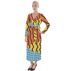 Background Abstract Memphis Velvet Maxi Wrap Dress