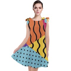 Background Abstract Memphis Tie Up Tunic Dress