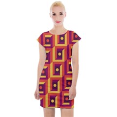 Vintage Abstract Background Cap Sleeve Bodycon Dress