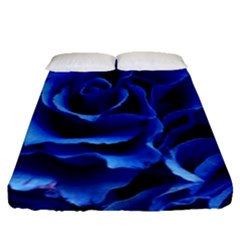 Blue Roses Flowers Plant Romance Fitted Sheet (queen Size) by Wegoenart