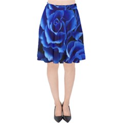 Blue Roses Flowers Plant Romance Velvet High Waist Skirt by Wegoenart