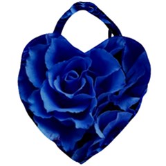 Blue Roses Flowers Plant Romance Giant Heart Shaped Tote by Wegoenart