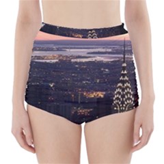 New York Manhattan Evening Dusk High-waisted Bikini Bottoms by Wegoenart