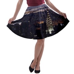 New York Manhattan Evening Dusk A-line Skater Skirt by Wegoenart