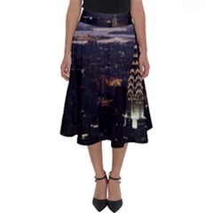 New York Manhattan Evening Dusk Perfect Length Midi Skirt by Wegoenart