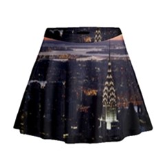 New York Manhattan Evening Dusk Mini Flare Skirt by Wegoenart