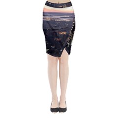 New York Manhattan Evening Dusk Midi Wrap Pencil Skirt by Wegoenart