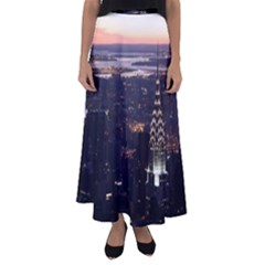 New York Manhattan Evening Dusk Flared Maxi Skirt by Wegoenart