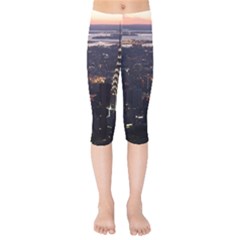 New York Manhattan Evening Dusk Kids  Capri Leggings  by Wegoenart