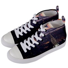 New York Manhattan Evening Dusk Women s Mid-top Canvas Sneakers by Wegoenart