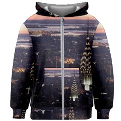 New York Manhattan Evening Dusk Kids  Zipper Hoodie Without Drawstring by Wegoenart