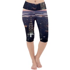 New York Manhattan Evening Dusk Lightweight Velour Cropped Yoga Leggings