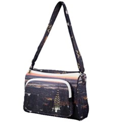 New York Manhattan Evening Dusk Front Pocket Crossbody Bag by Wegoenart