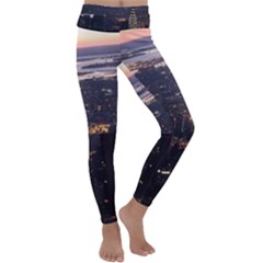 New York Manhattan Evening Dusk Kids  Lightweight Velour Classic Yoga Leggings by Wegoenart