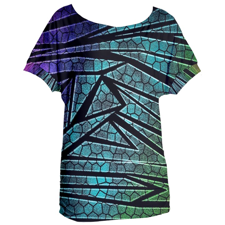 Abstract Background Rainbow Metal Women s Oversized Tee