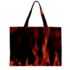 Smoke Flame Abstract Orange Red Zipper Mini Tote Bag by Wegoenart