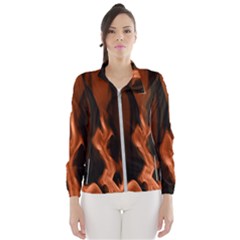 Smoke Flame Abstract Orange Red Windbreaker (women)