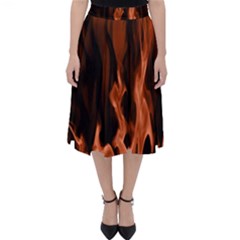 Smoke Flame Abstract Orange Red Classic Midi Skirt by Wegoenart