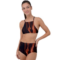 Smoke Flame Abstract Orange Red High Waist Tankini Set