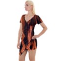 Smoke Flame Abstract Orange Red Short Sleeve Asymmetric Mini Dress View1