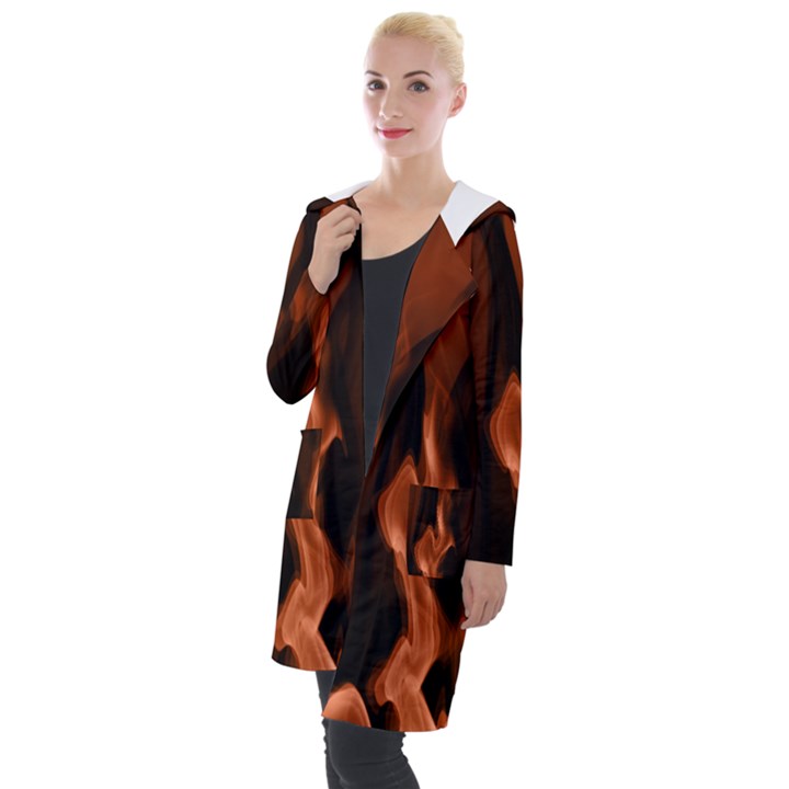 Smoke Flame Abstract Orange Red Hooded Pocket Cardigan