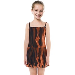 Smoke Flame Abstract Orange Red Kids  Summer Sun Dress