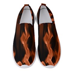 Smoke Flame Abstract Orange Red Women s Slip On Sneakers by Wegoenart