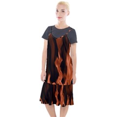 Smoke Flame Abstract Orange Red Camis Fishtail Dress