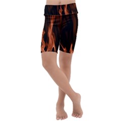 Smoke Flame Abstract Orange Red Kids  Lightweight Velour Cropped Yoga Leggings