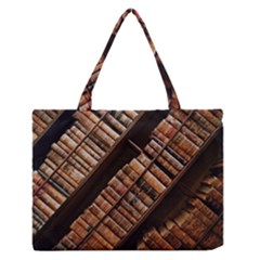 Books Bookshelf Classic Collection Zipper Medium Tote Bag by Wegoenart