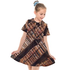 Books Bookshelf Classic Collection Kids  Short Sleeve Shirt Dress by Wegoenart