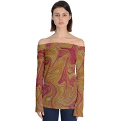 Texture Pattern Abstract Art Off Shoulder Long Sleeve Top