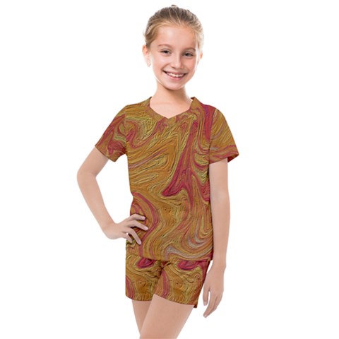 Texture Pattern Abstract Art Kids  Mesh Tee And Shorts Set by Wegoenart