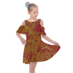 Texture Pattern Abstract Art Kids  Shoulder Cutout Chiffon Dress