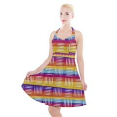 Art Background Abstract Halter Party Swing Dress 