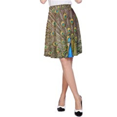 Peacock Plumage Bird Peafowl A-line Skirt by Wegoenart