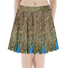 Peacock Plumage Bird Peafowl Pleated Mini Skirt by Wegoenart