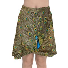 Peacock Plumage Bird Peafowl Chiffon Wrap Front Skirt by Wegoenart