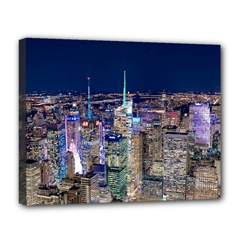 New York Manhattan Night Building Canvas 14  X 11  (stretched) by Wegoenart