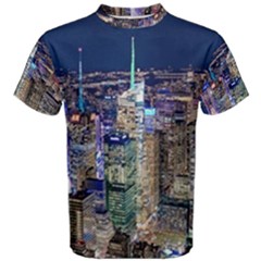 New York Manhattan Night Building Men s Cotton Tee by Wegoenart