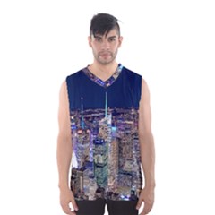 New York Manhattan Night Building Men s Basketball Tank Top by Wegoenart