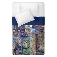 New York Manhattan Night Building Duvet Cover Double Side (single Size) by Wegoenart