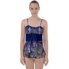 New York Manhattan Night Building Babydoll Tankini Set by Wegoenart