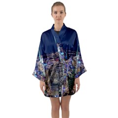 New York Manhattan Night Building Long Sleeve Kimono Robe by Wegoenart