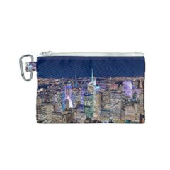 New York Manhattan Night Building Canvas Cosmetic Bag (small) by Wegoenart