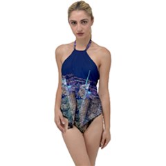 New York Manhattan Night Building Go With The Flow One Piece Swimsuit by Wegoenart